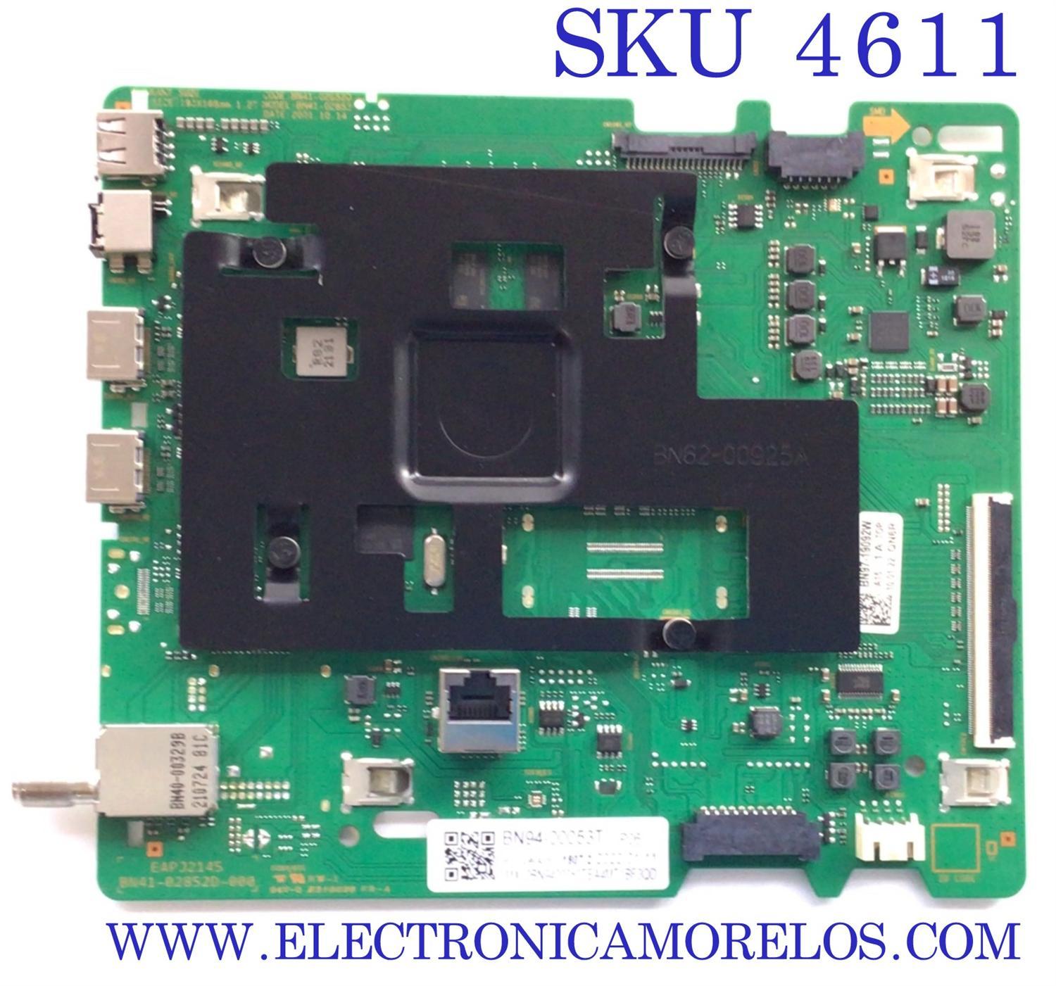 MAIN PARA SMART TV SAMSUNG 4K RESOLUCION (3840 x 2160) / NUMERO DE PARTE BN94-00053T / BN41-02852D / BN9400053T / 00053T / BN97-19092W / PANEL CY-BT085HGHV3H / MODELO UN85TU7000FXZA CA04